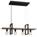 żyrandol Shelf black/natural wood 4xE27