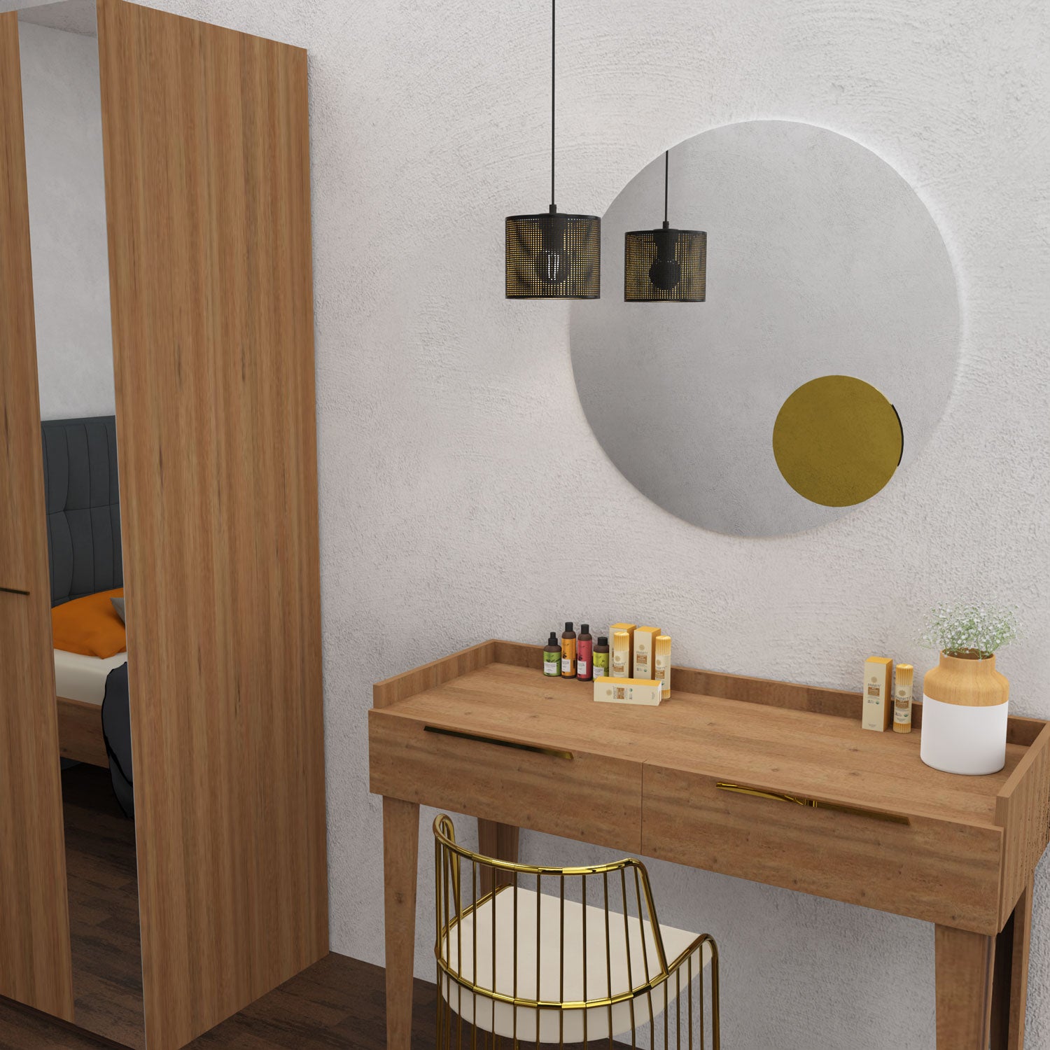 żyrandol Loft shade black, cylinder shade dia 180, h 150 black/gold 1xE27