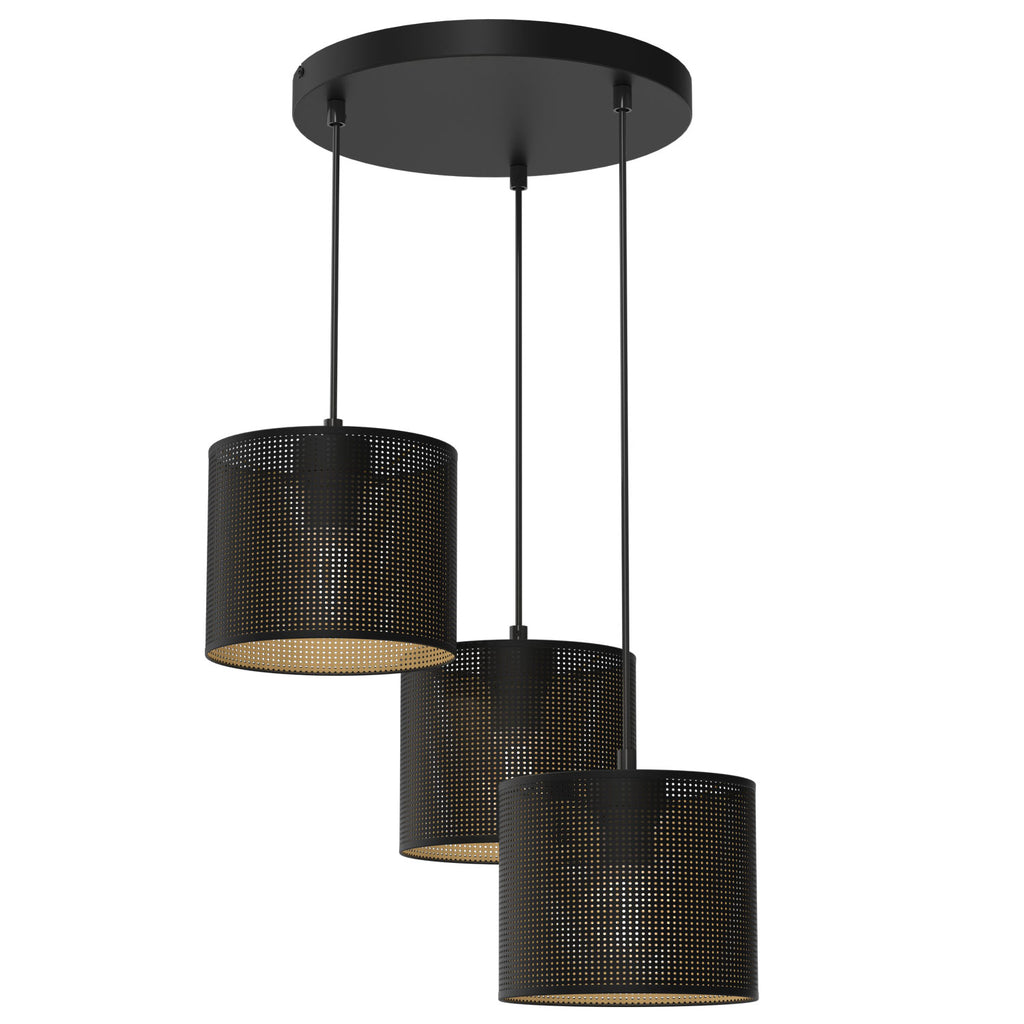 żyrandol Loft shade talerz dia 300, black, cylinder shade dia 180, h 150 black/gold 3xE27