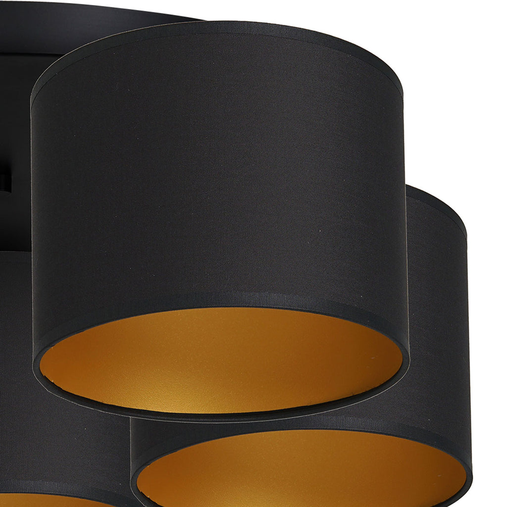 plafon Arden black, cylinder shade black/gold 5xE27