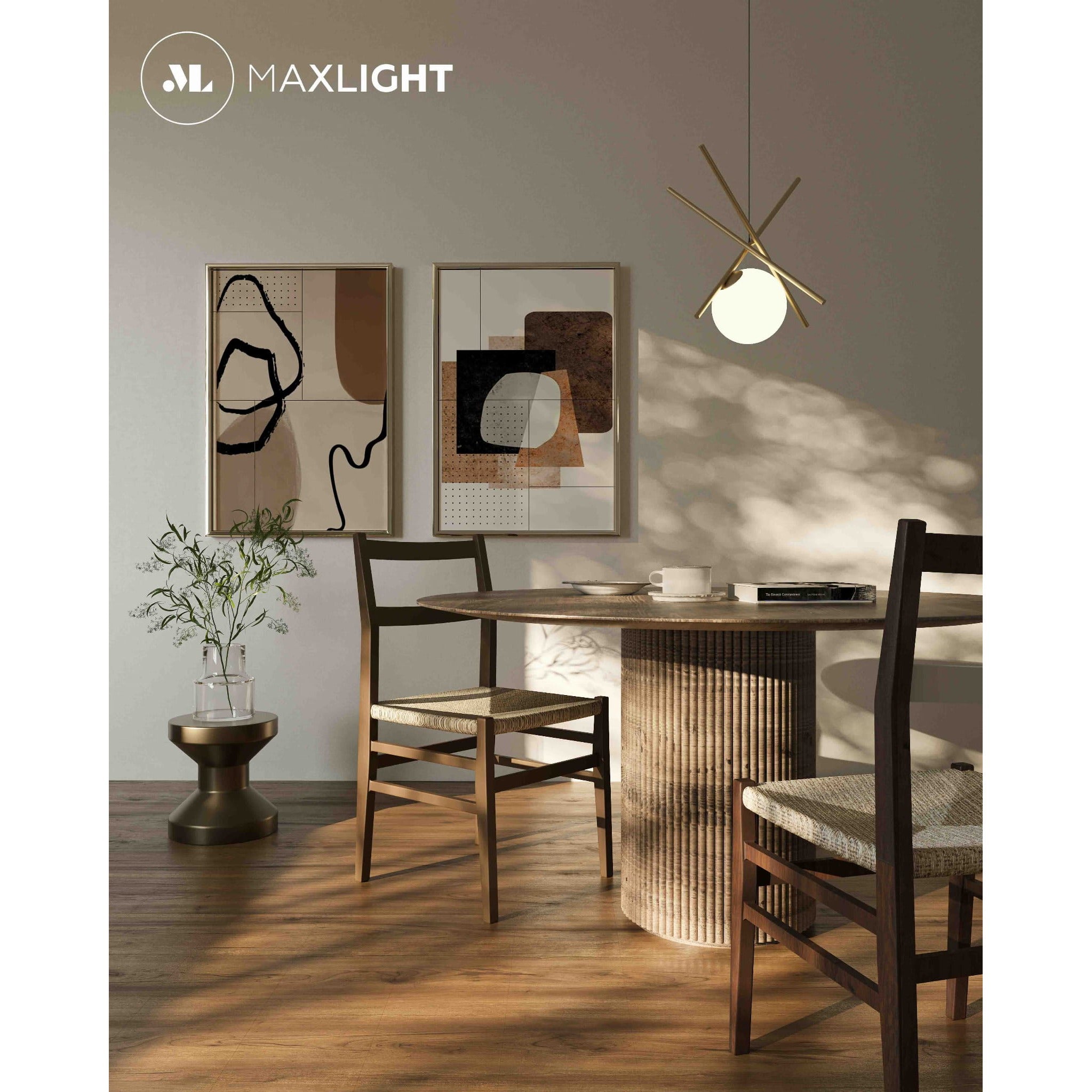 Maxlight Lampa wisząca Xena - Metal + szkło mleczne - Mosiądz P0403