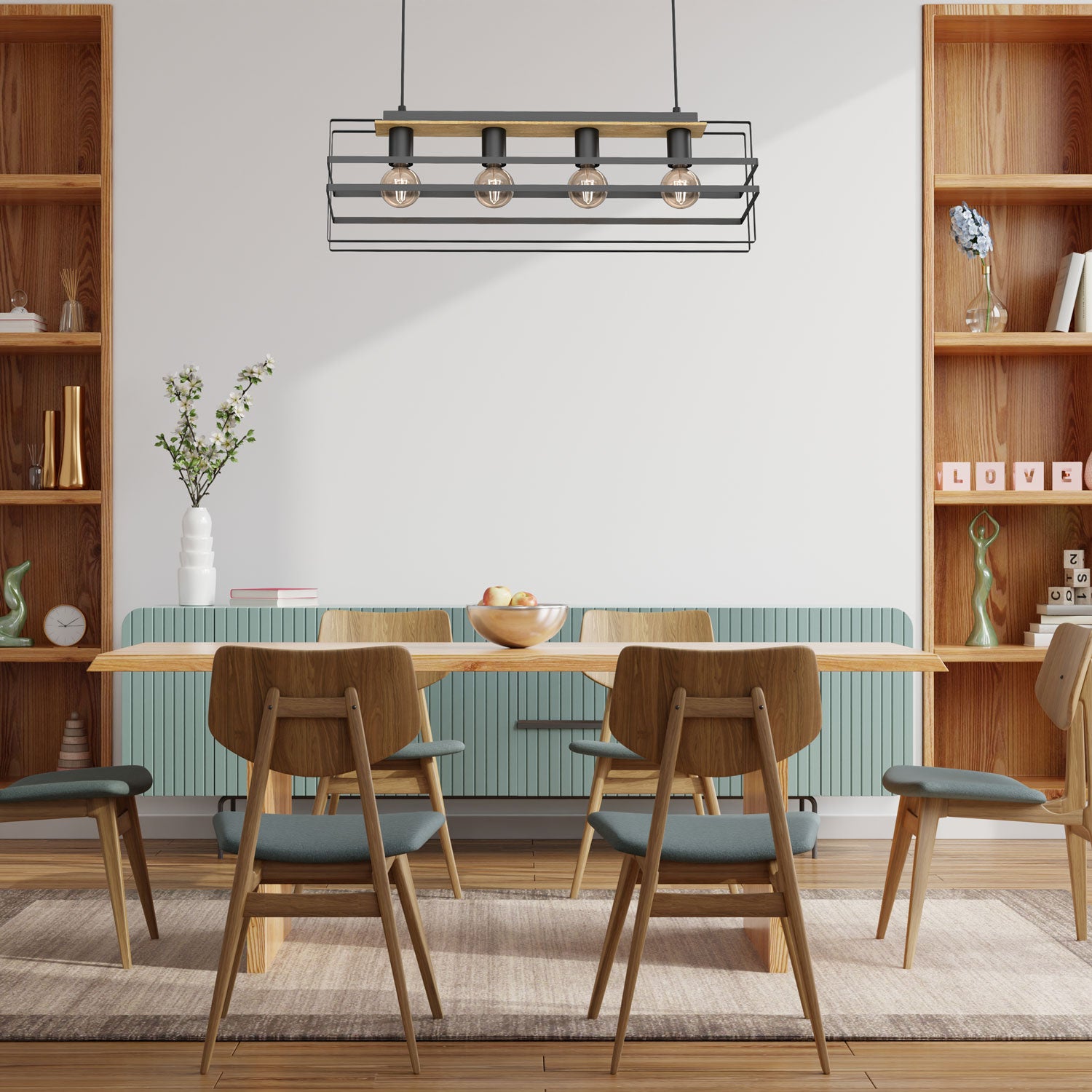 żyrandol Kortez black/wood 4xE27