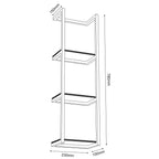 wall rolled towels hanger with wooden shelfs, vertical 78 cm, white