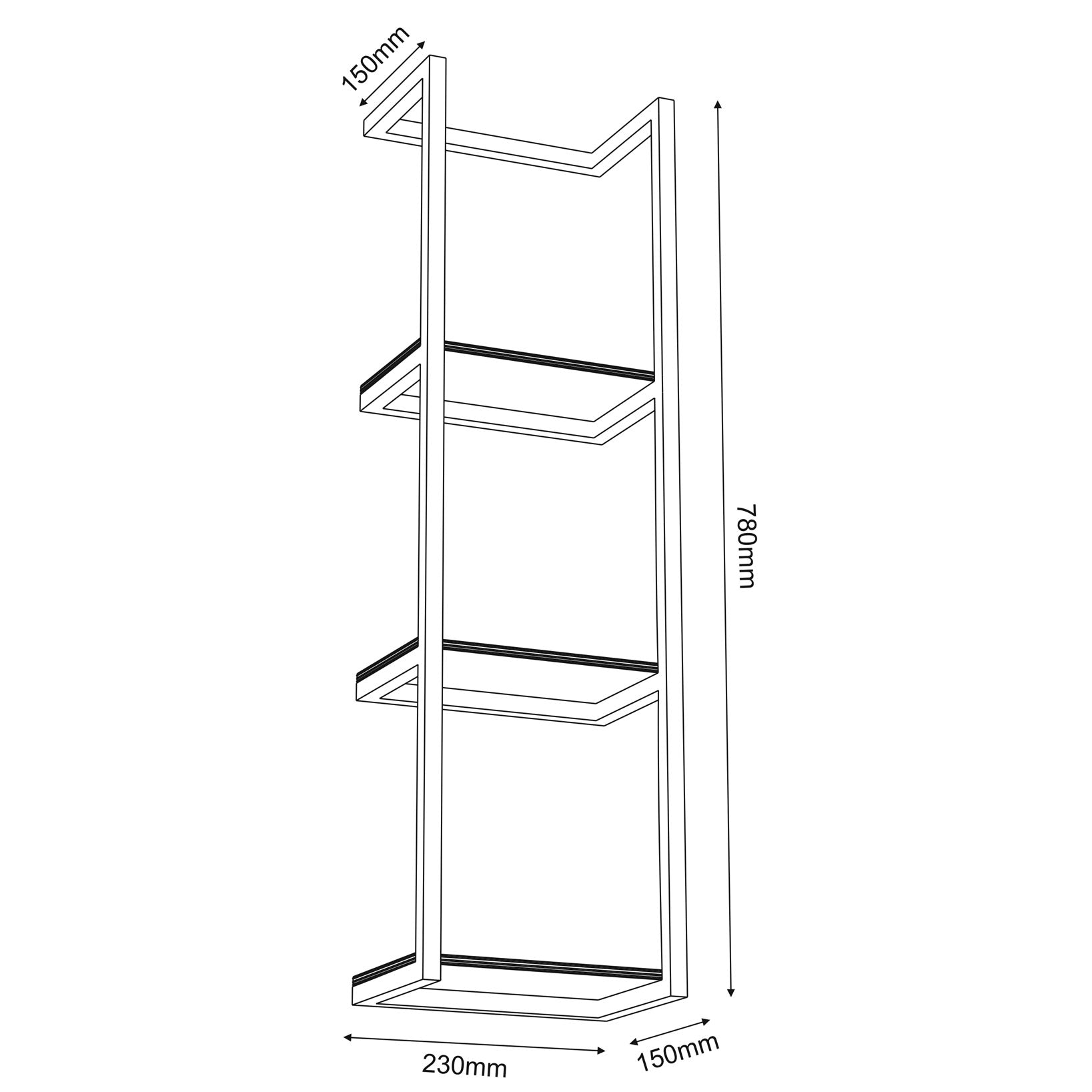wall rolled towels hanger with wooden shelfs, vertical 78 cm, white