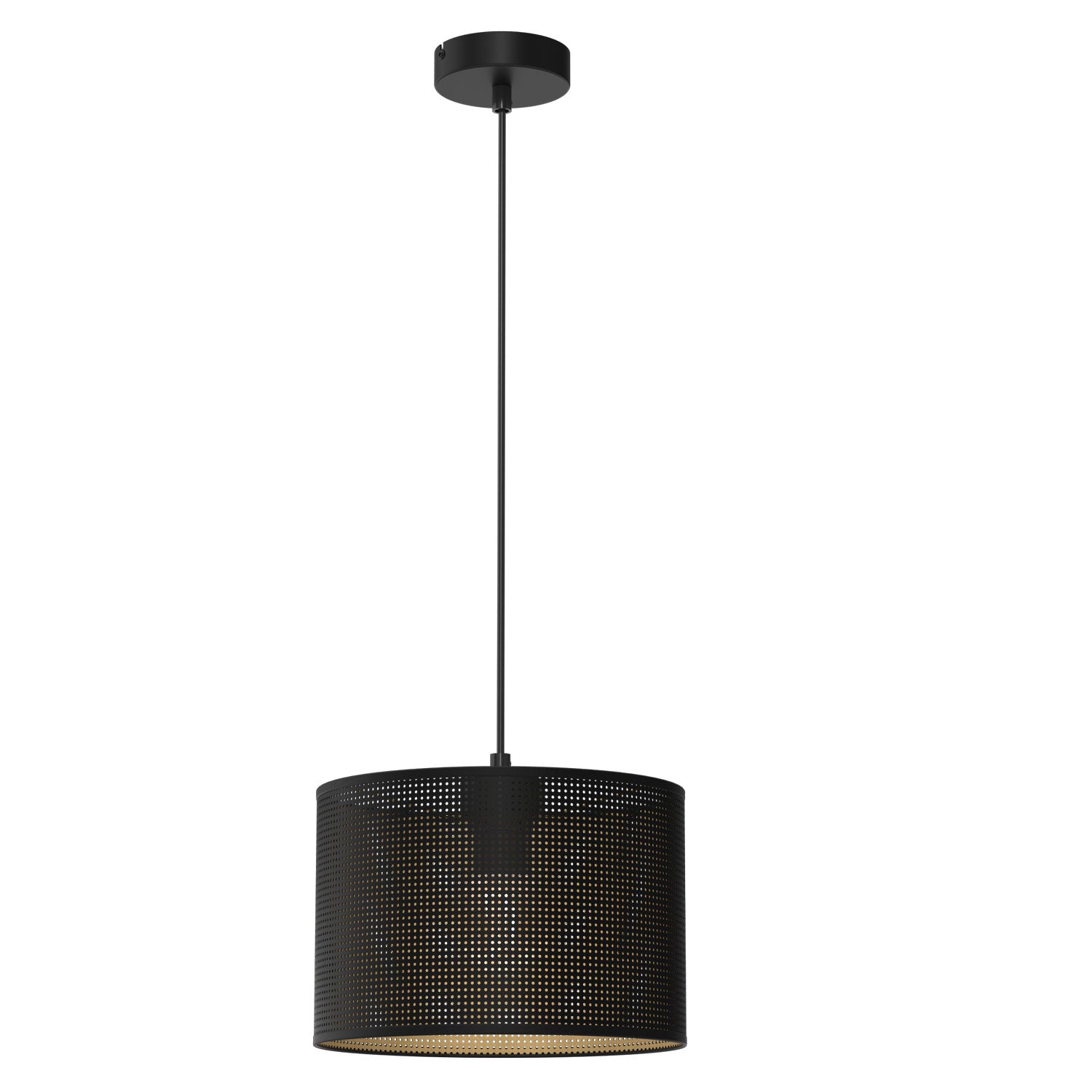 żyrandol Loft shade black, cylinder shade dia 250, h 170 black/gold 1xE27