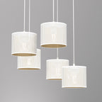 żyrandol talerz dia 440, Loft shade white, cylinder shade dia 180, h 150 white/gold 5xE27