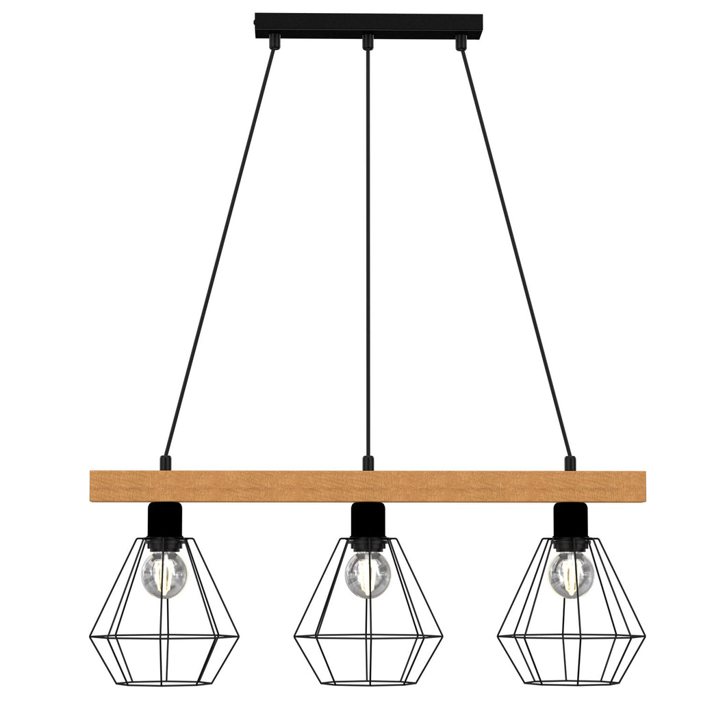 żyrandol Vastra (basket 185mm) black/natural wood 3xE27