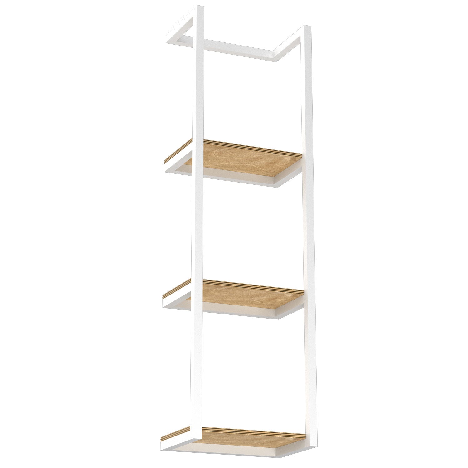 wall rolled towels hanger with wooden shelfs, vertical 78 cm, white