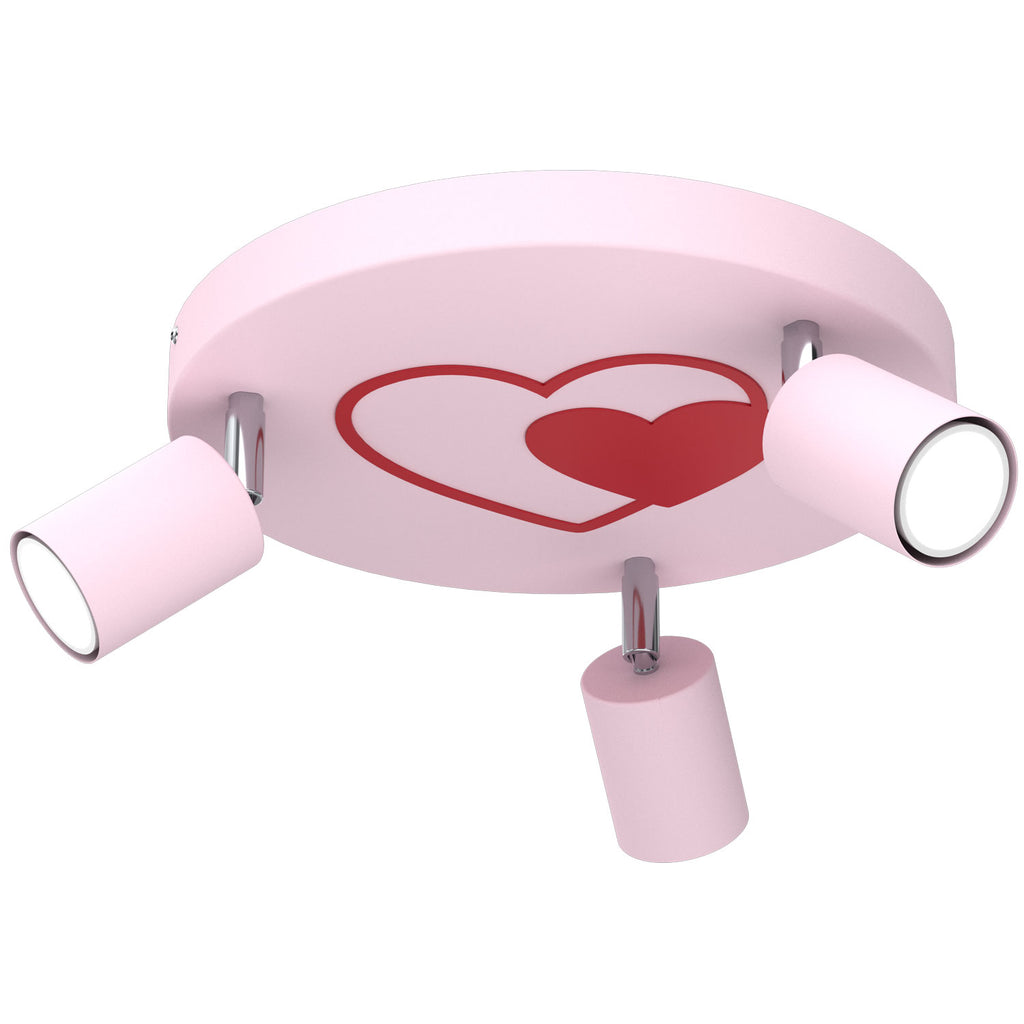 spot Fun Heart light pink plate dia 300, 3xGU10