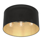 plafon Loft shade black, cylinder shade dia 400 h 200 black/gold 3xE27