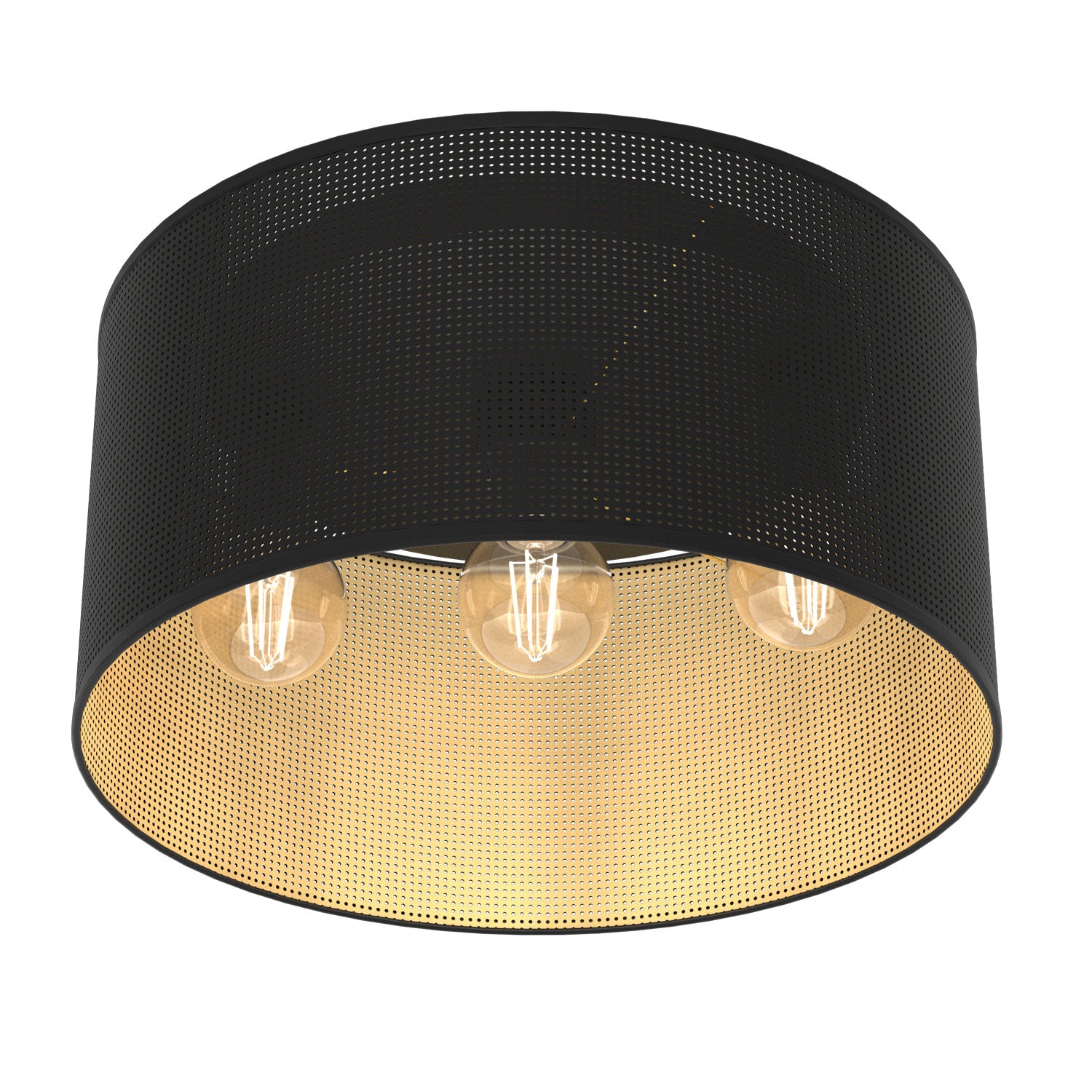plafon Loft shade black, cylinder shade dia 400 h 200 black/gold 3xE27