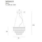 Maxlight Lampa wisząca Monaco 42cm - Metal + szkło - Złoty P0423