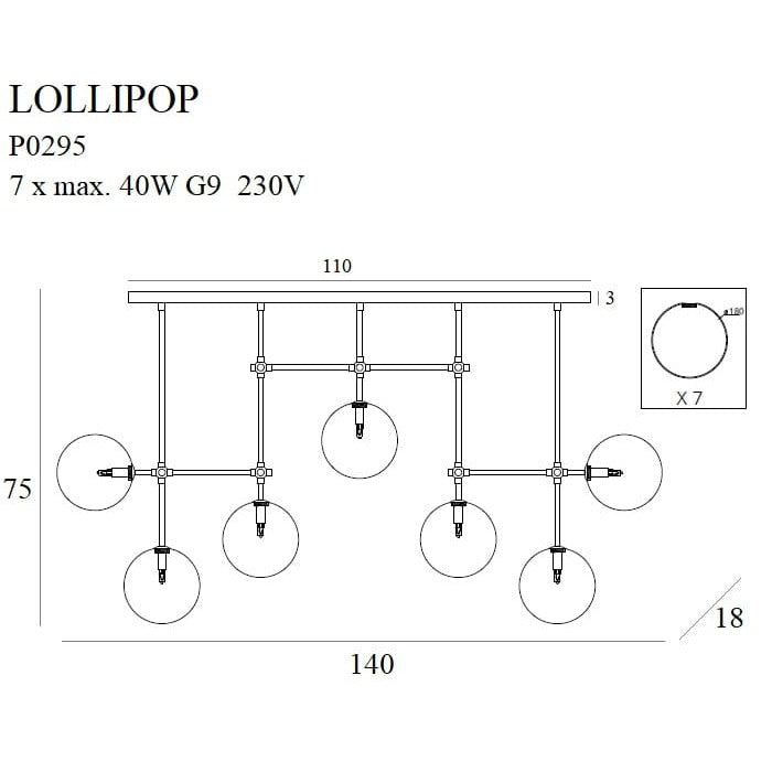 Maxlight Lampa wisząca Lollipop - Metal + szkło - Mosiądz P0295