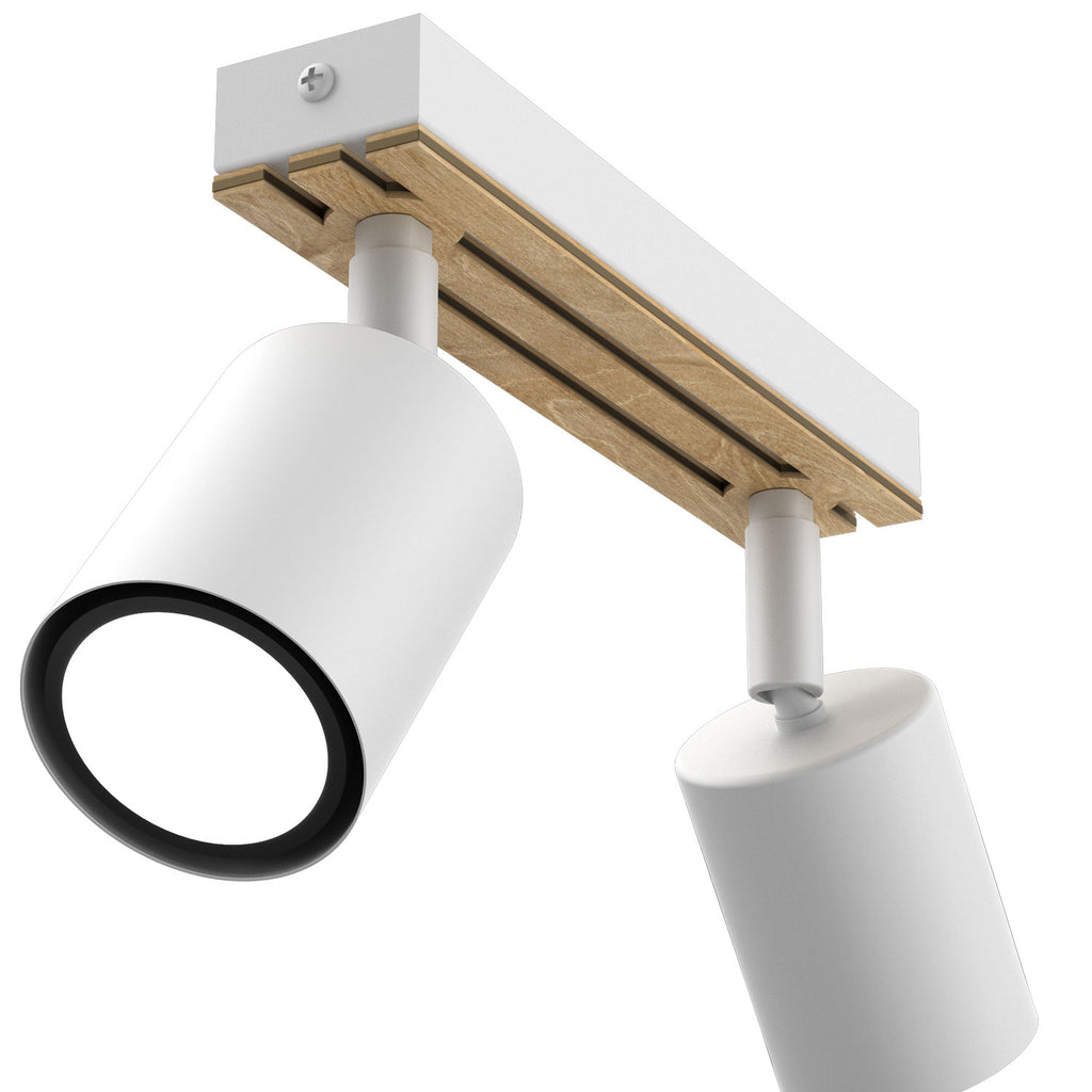 Spot Terra line 200 white/wood/white swivel 2xGU10 (Ceryfikat FSC 100%, SGSCH-COC-070615)