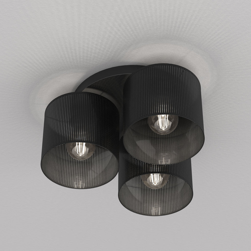 plafon Loft shade black, cylinder shade dia 180, h=150, black 3xE27