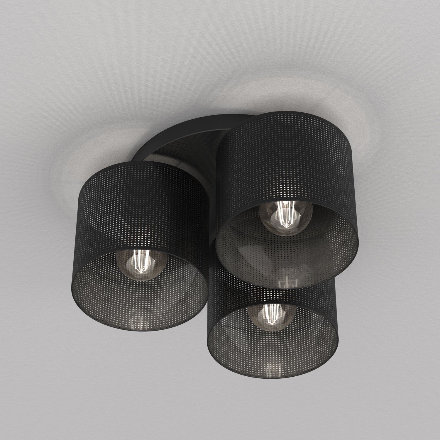plafon Loft shade black, cylinder shade dia 180, h=150, black 3xE27