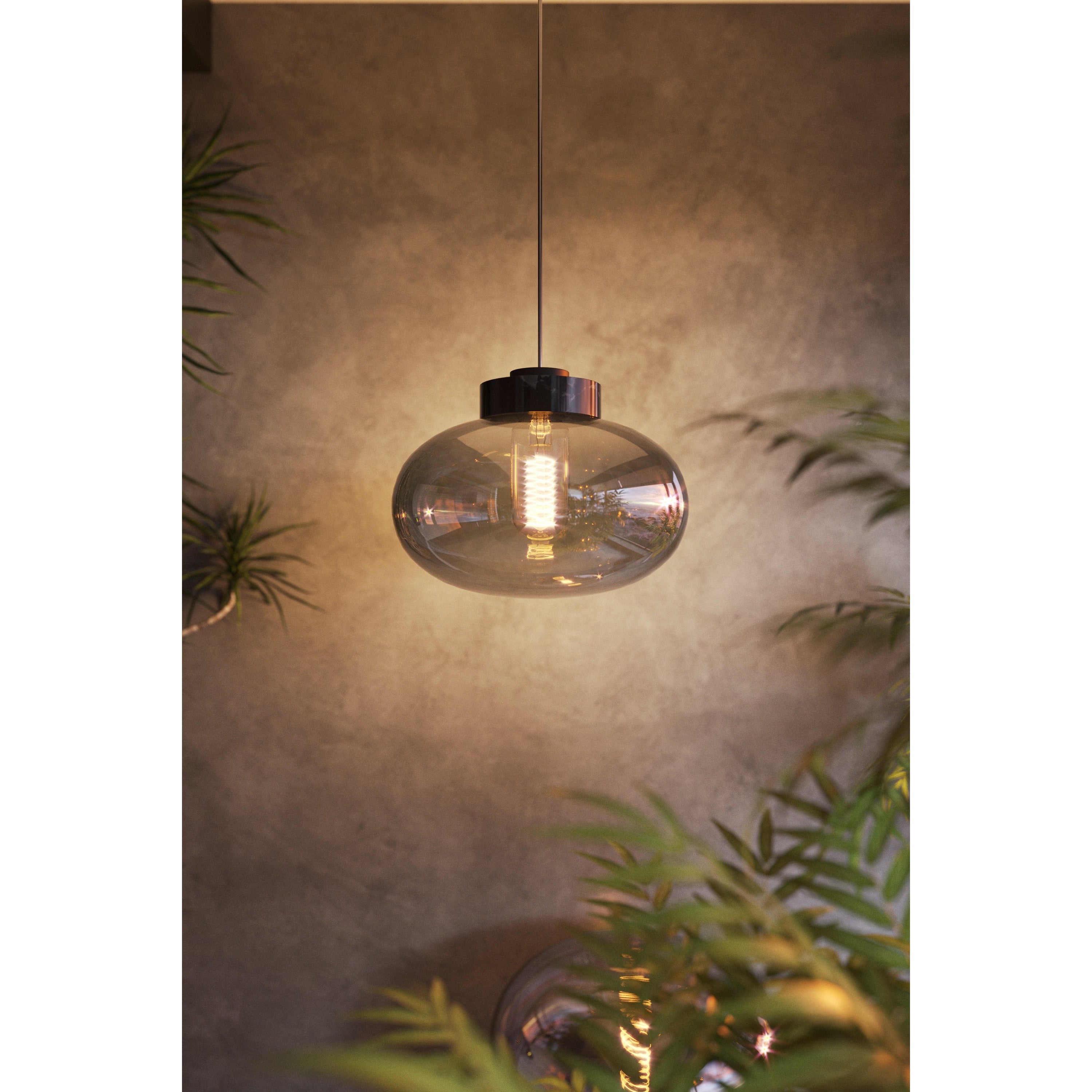 Maxlight Lampa wisząca Moonstone - Metal + szkło - Szkło dymione + czarny marmur P0515