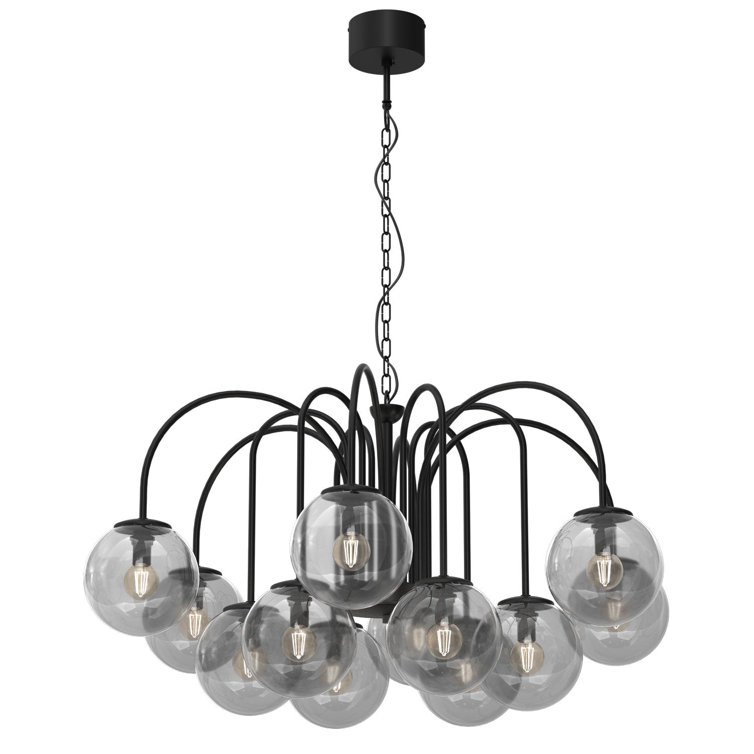 żyrandol Cambridge (smoke glass 2907) black 12xE14