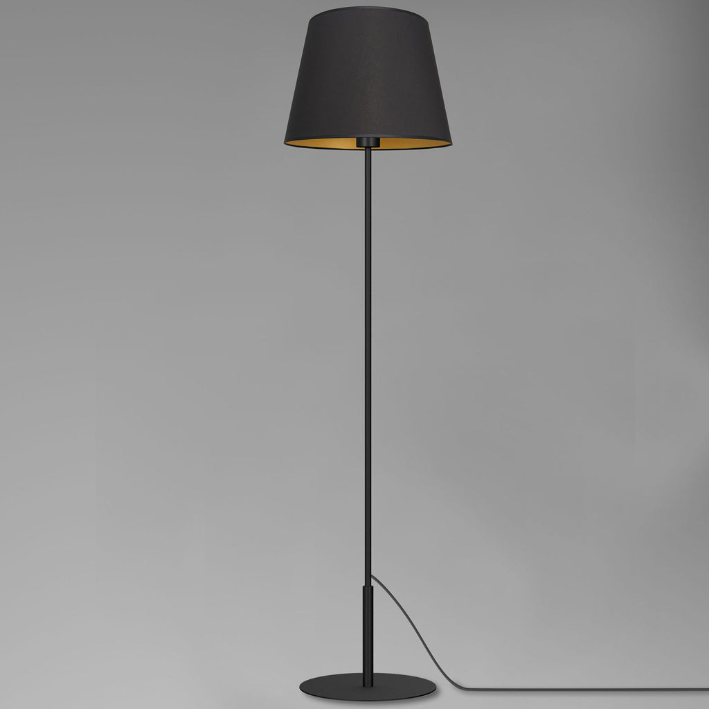 lampa podł. Arden prosta, black, cone shade dia 280/380, h 300 black/gold 1xE27