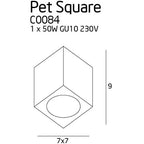 Maxlight Plafon Pet Square - Metal - Chrom C0084
