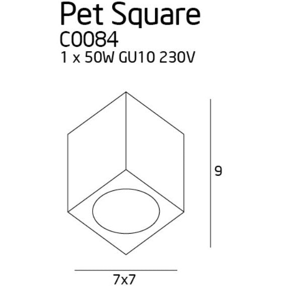Maxlight Plafon Pet Square - Metal - Chrom C0084