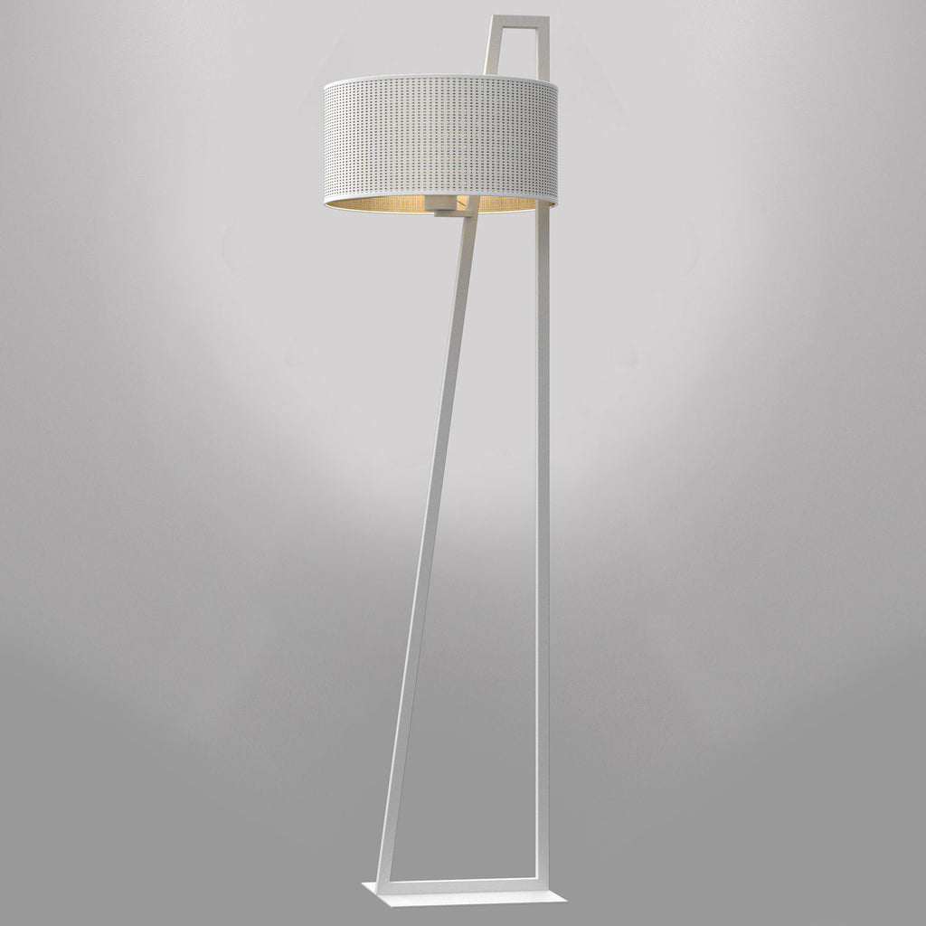 Lampa podł. Loft shade white, cylinder shade dia 400 h 200 white/gold 1xE27