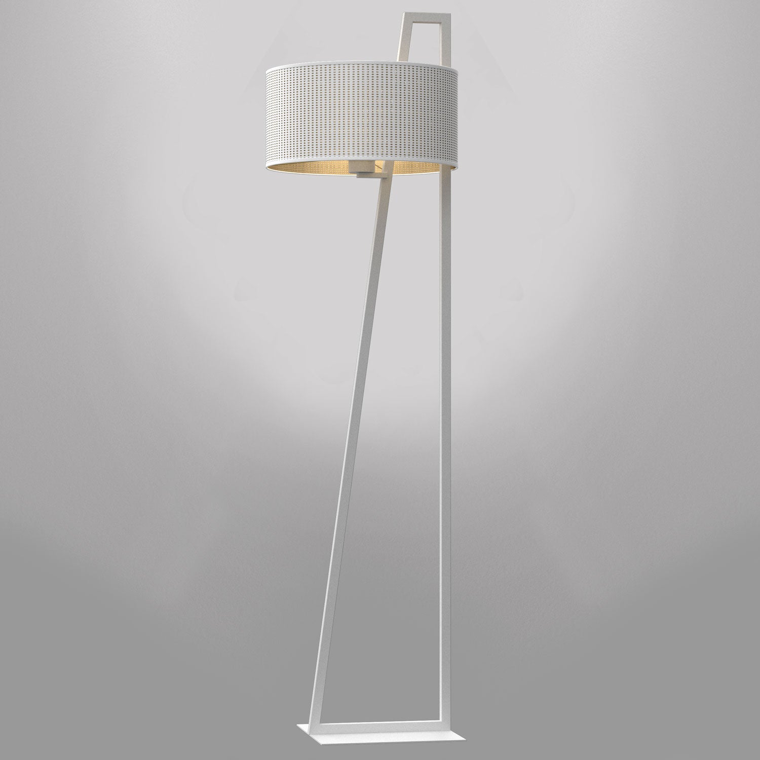 Lampa podł. Loft shade white, cylinder shade dia 400 h 200 white/gold 1xE27