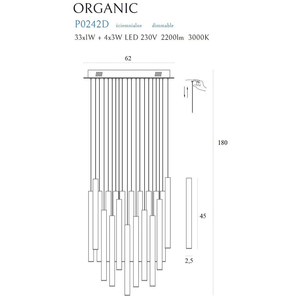 Maxlight Lampa wisząca Organic - Stal nierdzewna + akryl - Złoty P0242D