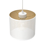 żyrandol talerz dia 300, Loft shade white, cylinder shade dia 180, h 150 white/gold 3xE27