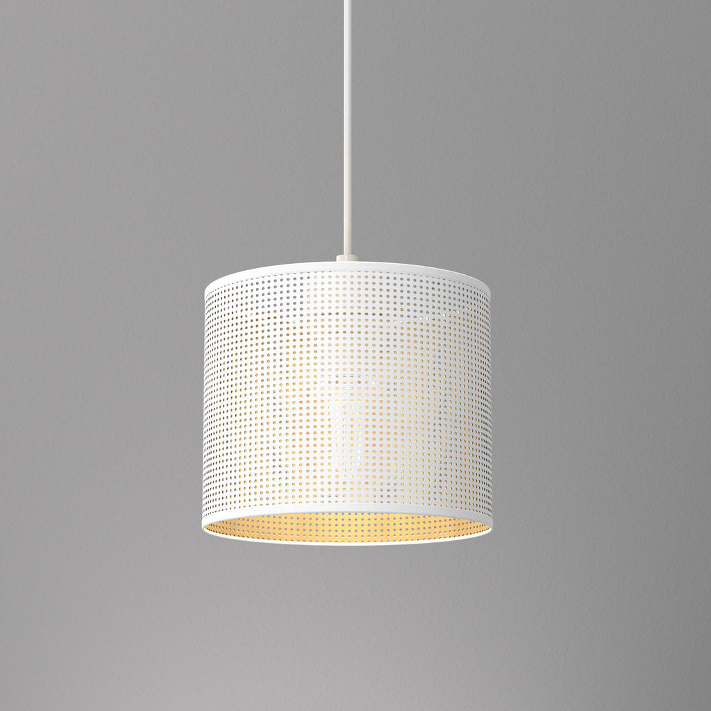 żyrandol Loft shade white, cylinder shade dia 180, h 150 white/gold 1xE27