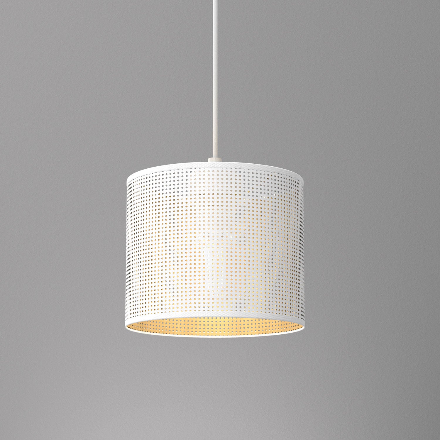 żyrandol Loft shade white, cylinder shade dia 180, h 150 white/gold 1xE27