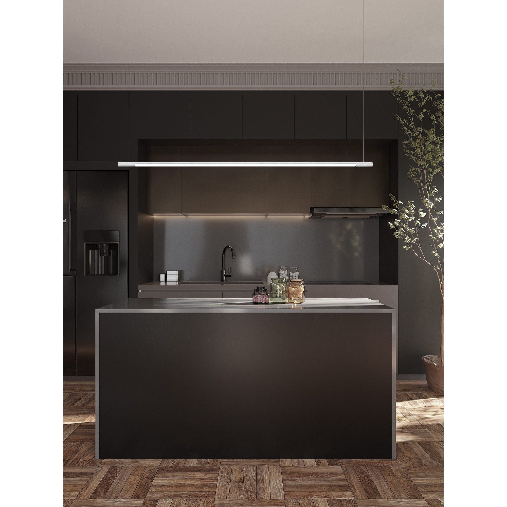 Maxlight Lampa wisząca Organic Horizon 100cm - Stal nierdzewna + akryl - Biały P0357D