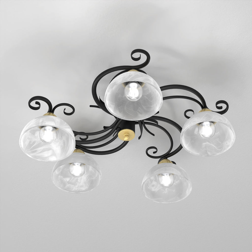 plafon Aurora black/brass 5xE27