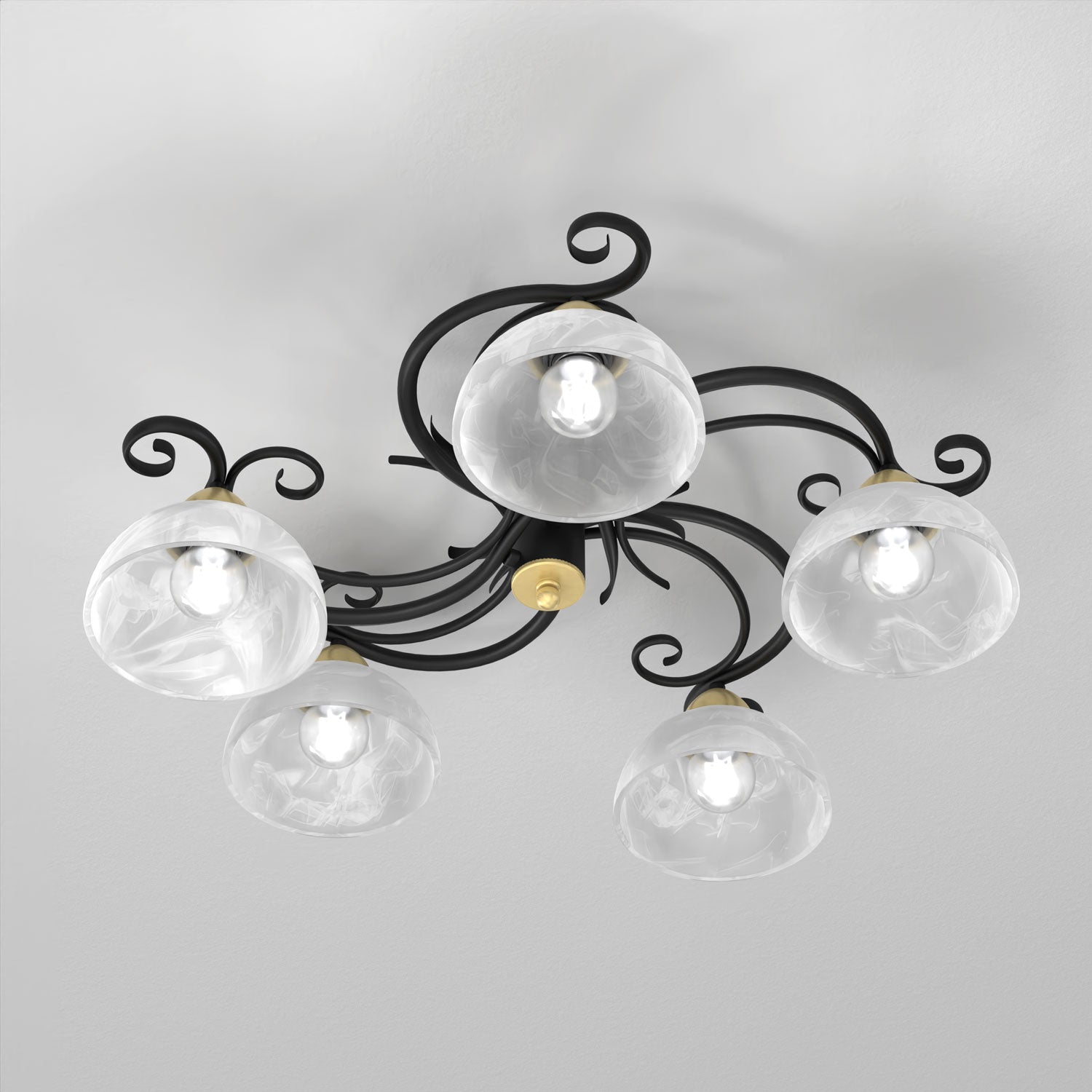 plafon Aurora black/brass 5xE27