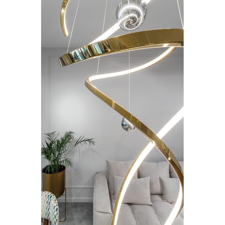 Maxlight Lampa wisząca Ritz - Stal nierdzewna + akryl - Złoty P0427D