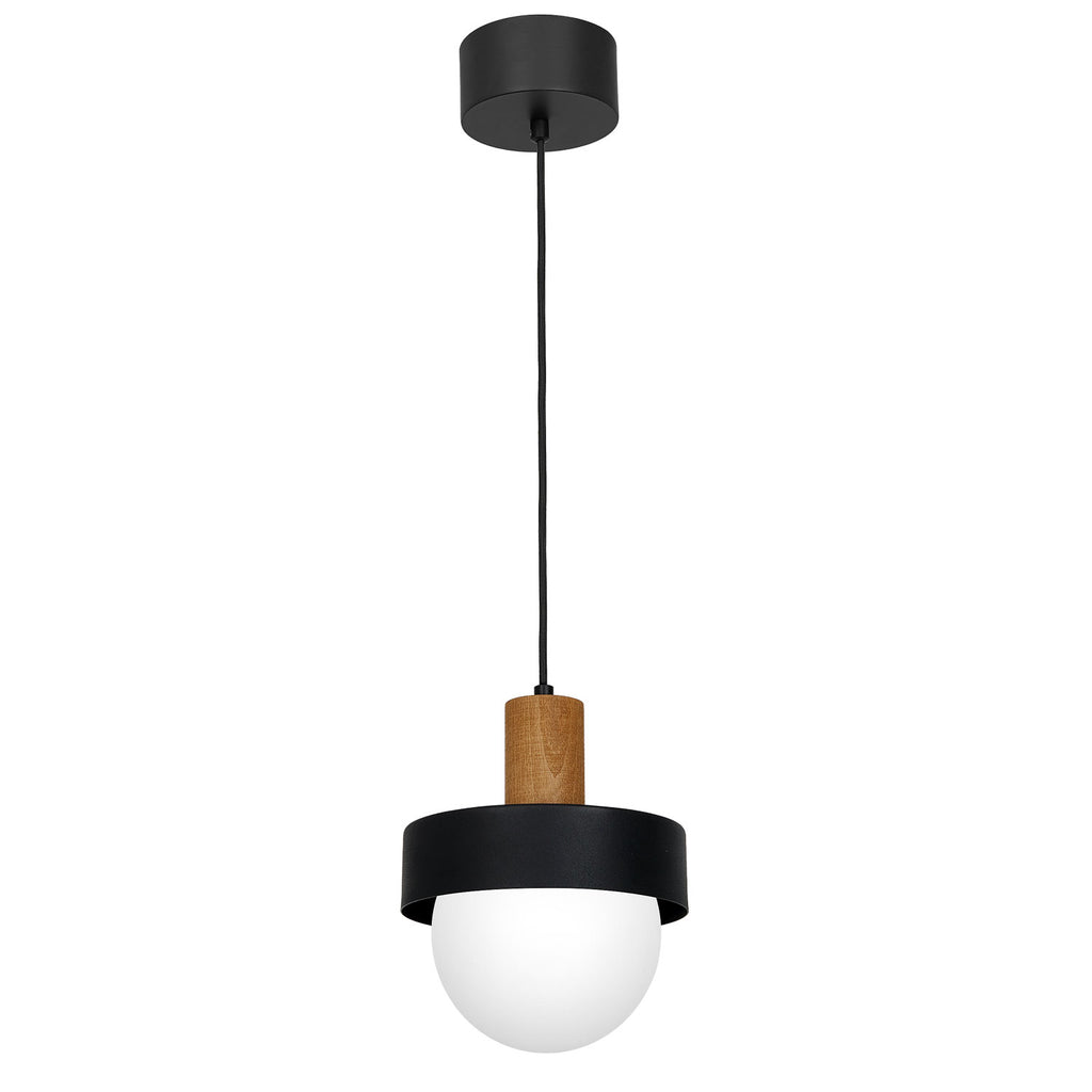 żyrandol Canan dia 200 black/natural wood (glass 2815) 1xE27