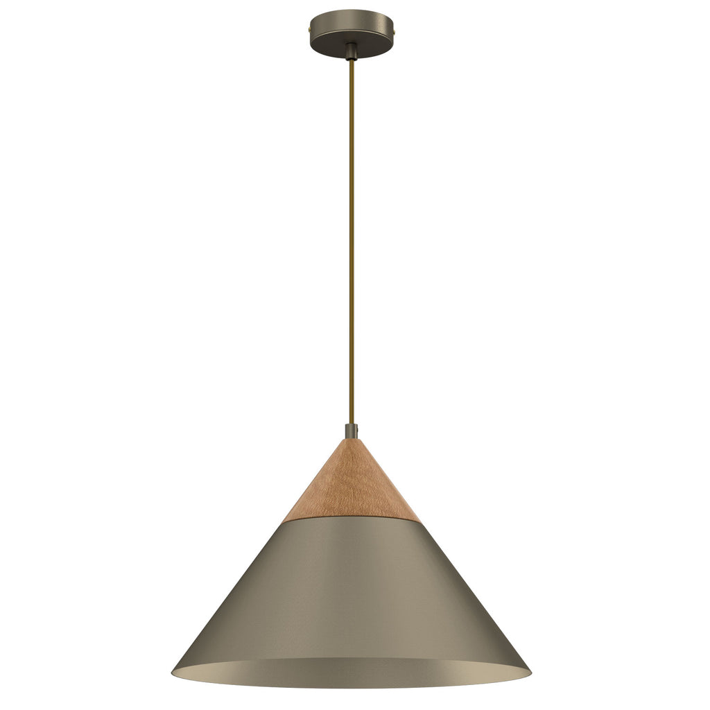 żyrandol Single titanium-bronze/natural wood 1xE27