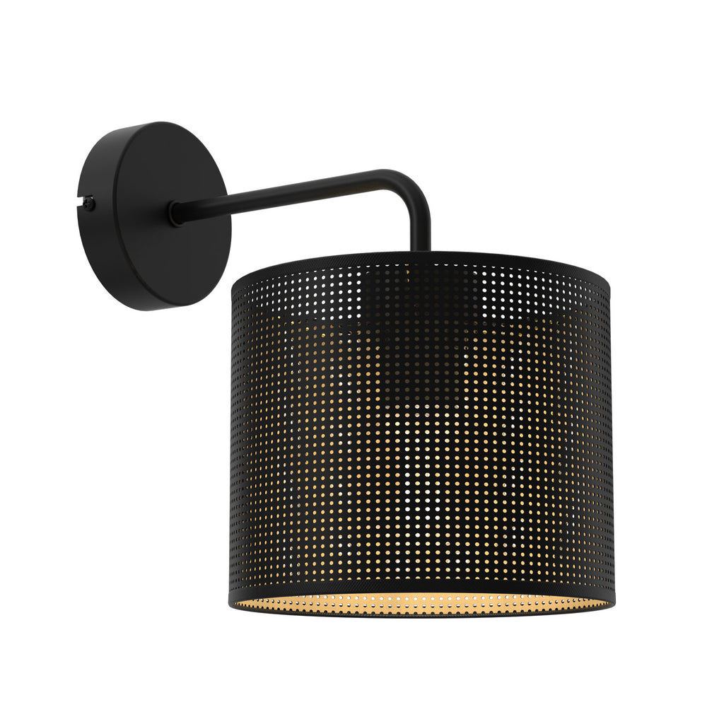 kinkiet Loft shade black, cylinder shade dia 180, h 150 black/gold 1xE27