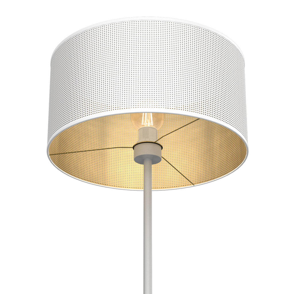 lampa podł. prosta, Loft shade white, cylinder shade dia 400, h 200 white/gold 1xE27