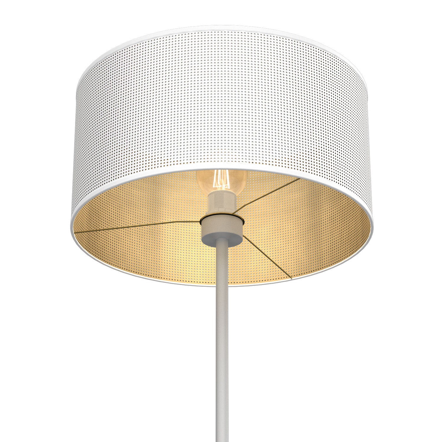 lampa podł. prosta, Loft shade white, cylinder shade dia 400, h 200 white/gold 1xE27