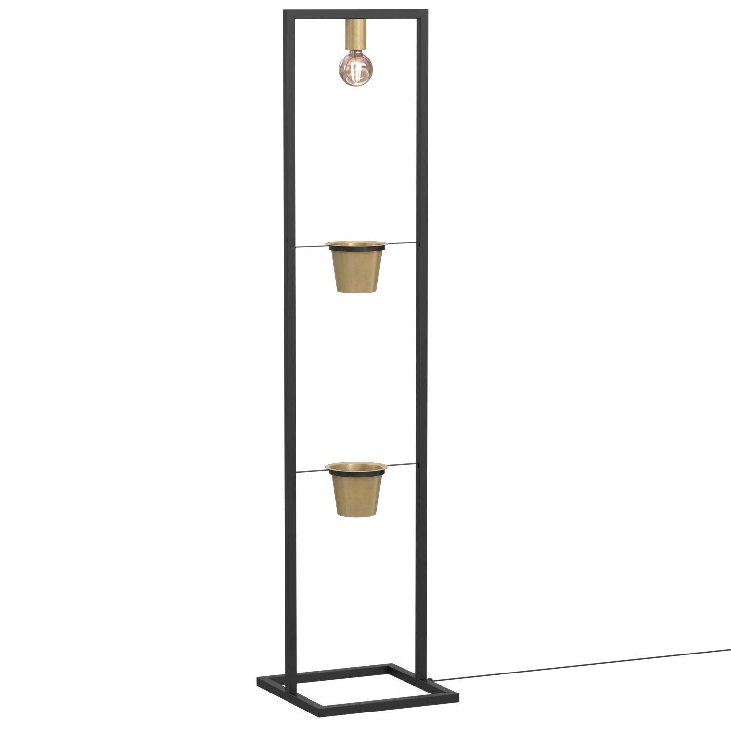 lampa podł Flores (2 gold flower pots) black/gold 1xE27