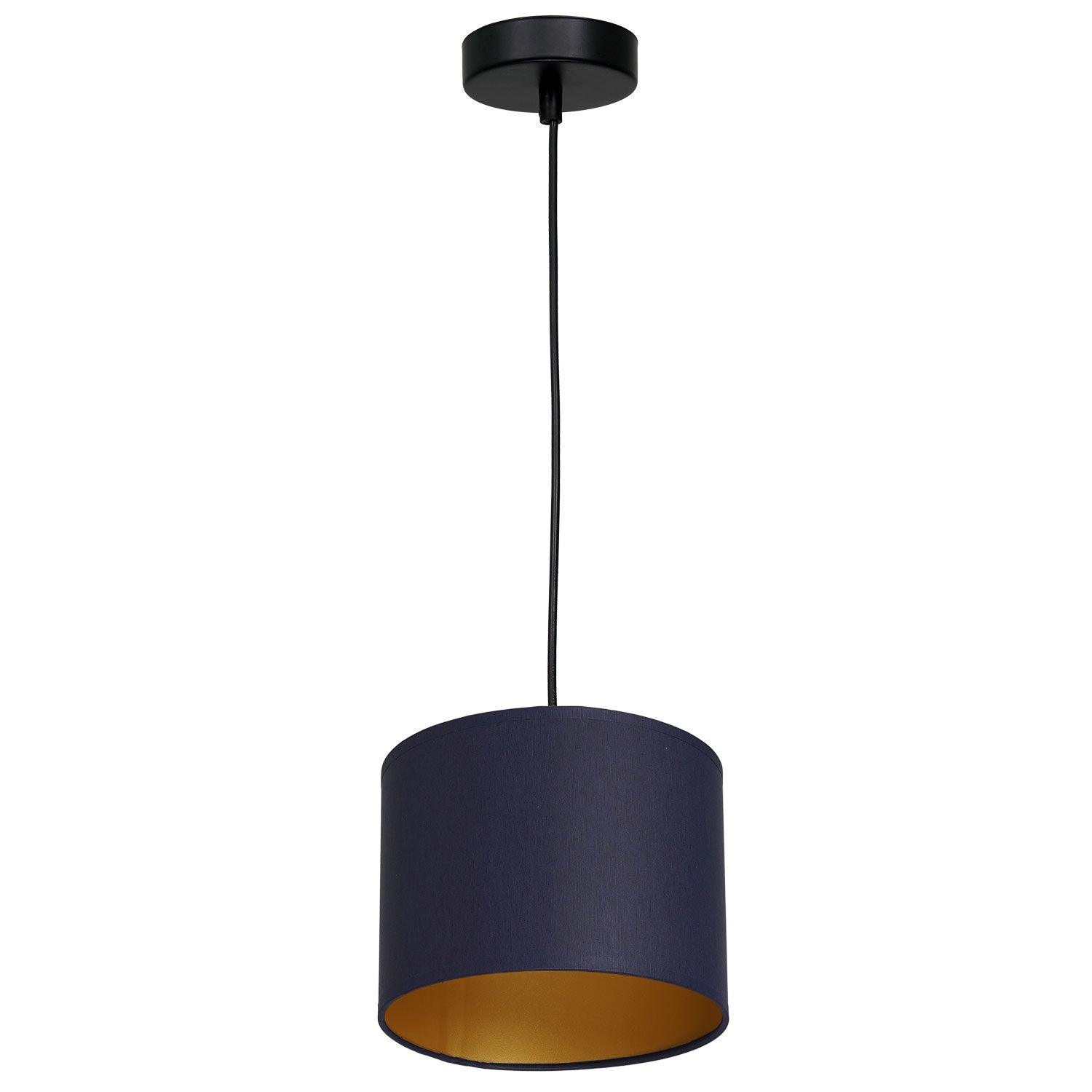 żyrandol Arden black, cylinder shade dia 180, h 150 navy blue/gold 1xE27