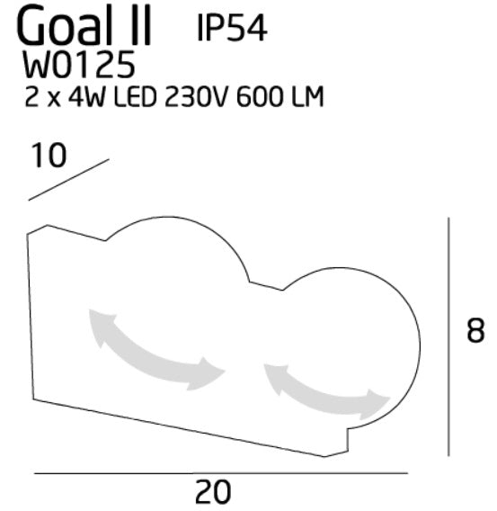 Maxlight Kinkiet Goal II - Aluminium - Biały W0125