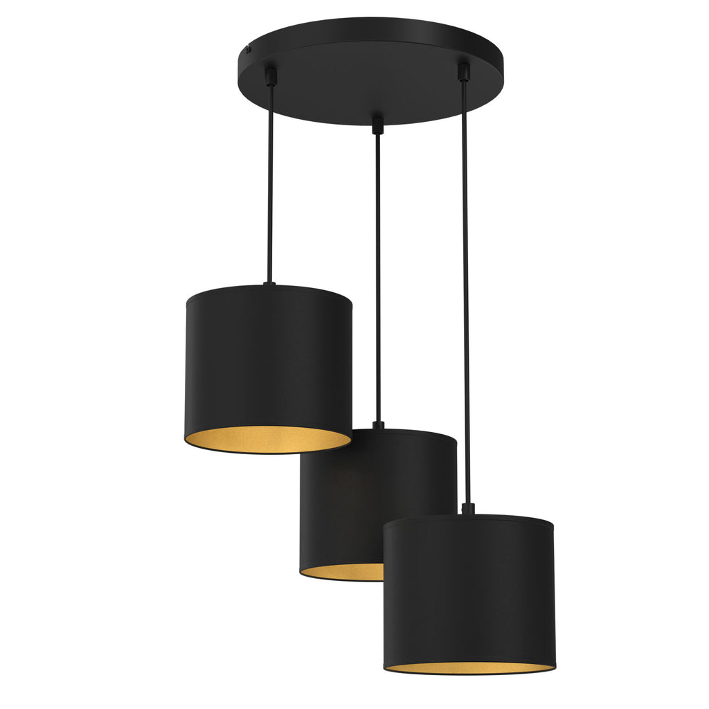 żyrandol Arden talerz dia 300, black, cylinder shade dia 180, h 150 black/gold 3xE27