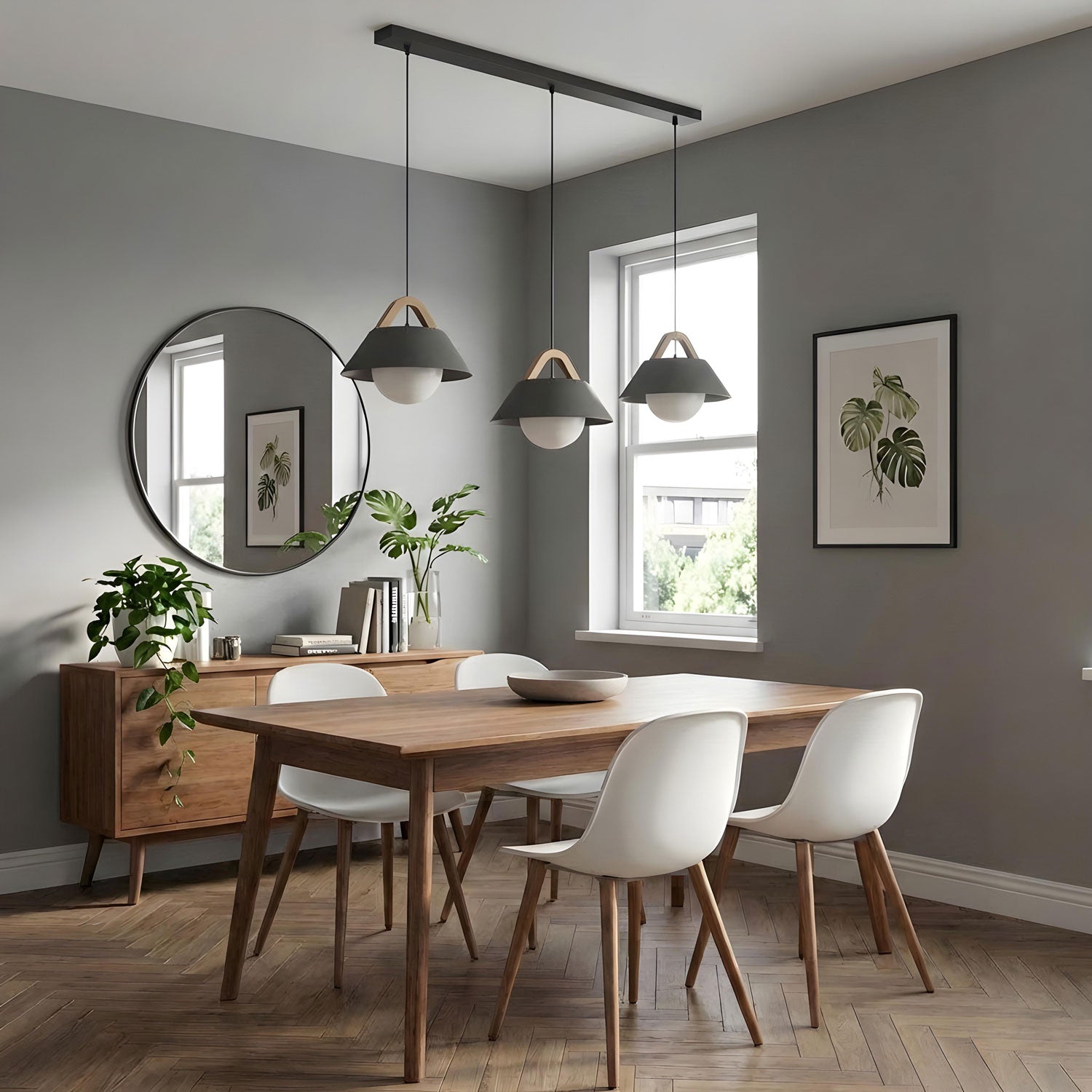 żyrandol Funda line bar 900x80 black/natural wood 3xE27