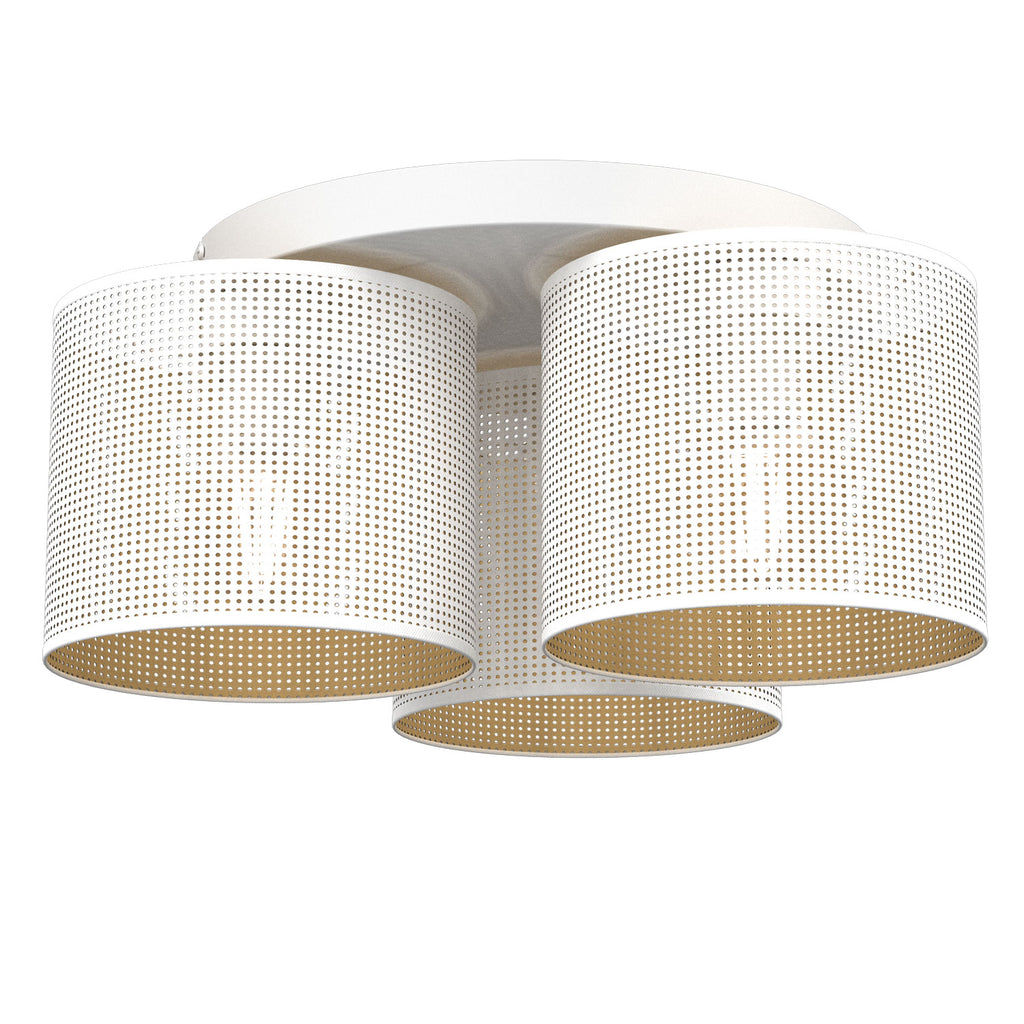 plafon Loft shade white, cylinder shade dia 180, h=150, white/gold 3xE27