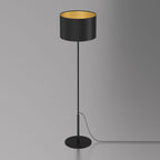 lampa podł. Arden prosta, black, cylinder shade dia 400, h 250 black/gold 1xE27