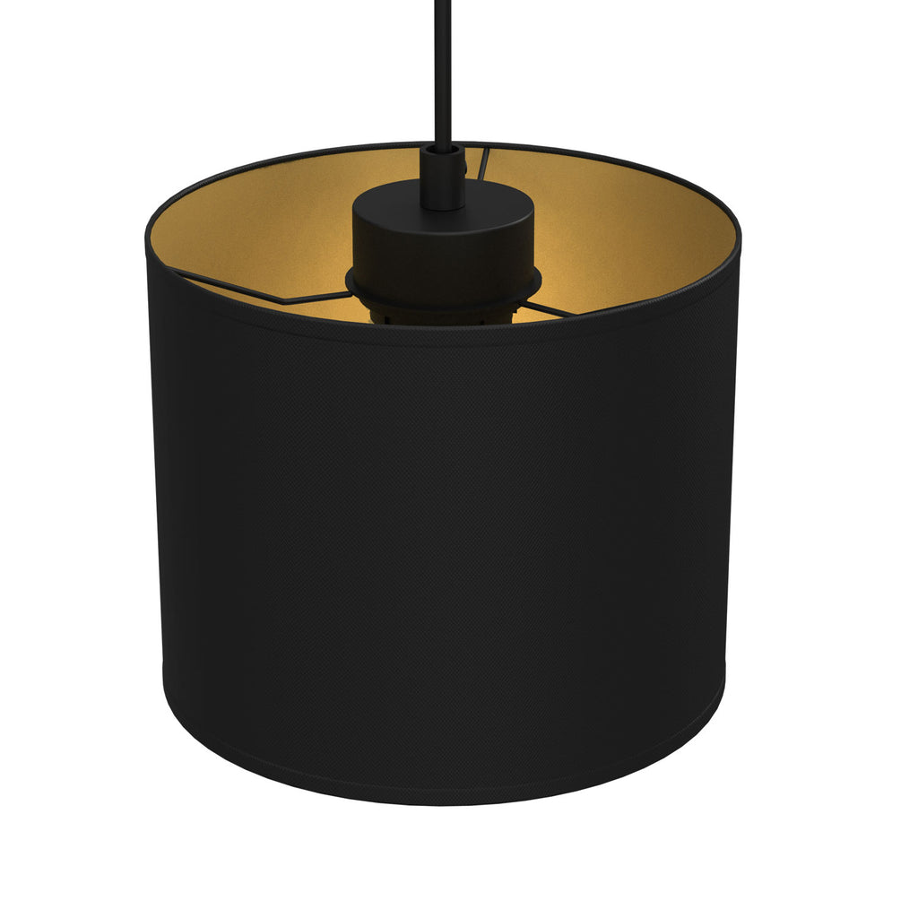 żyrandol Arden black, cylinder shade dia 180, h 150 black/gold 1xE27