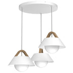 żyrandol Funda plate round dia 440 white/natural wood 3xE27