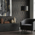 lampa podł. Arden prosta, black, cylinder shade dia 400, h 250 black/gold 1xE27